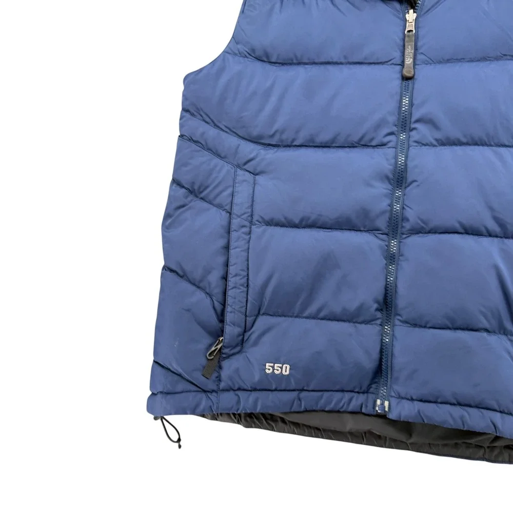 The North Face 550 Down Puffer Vest Mens Blue Full Zip Insulated Jacket M
